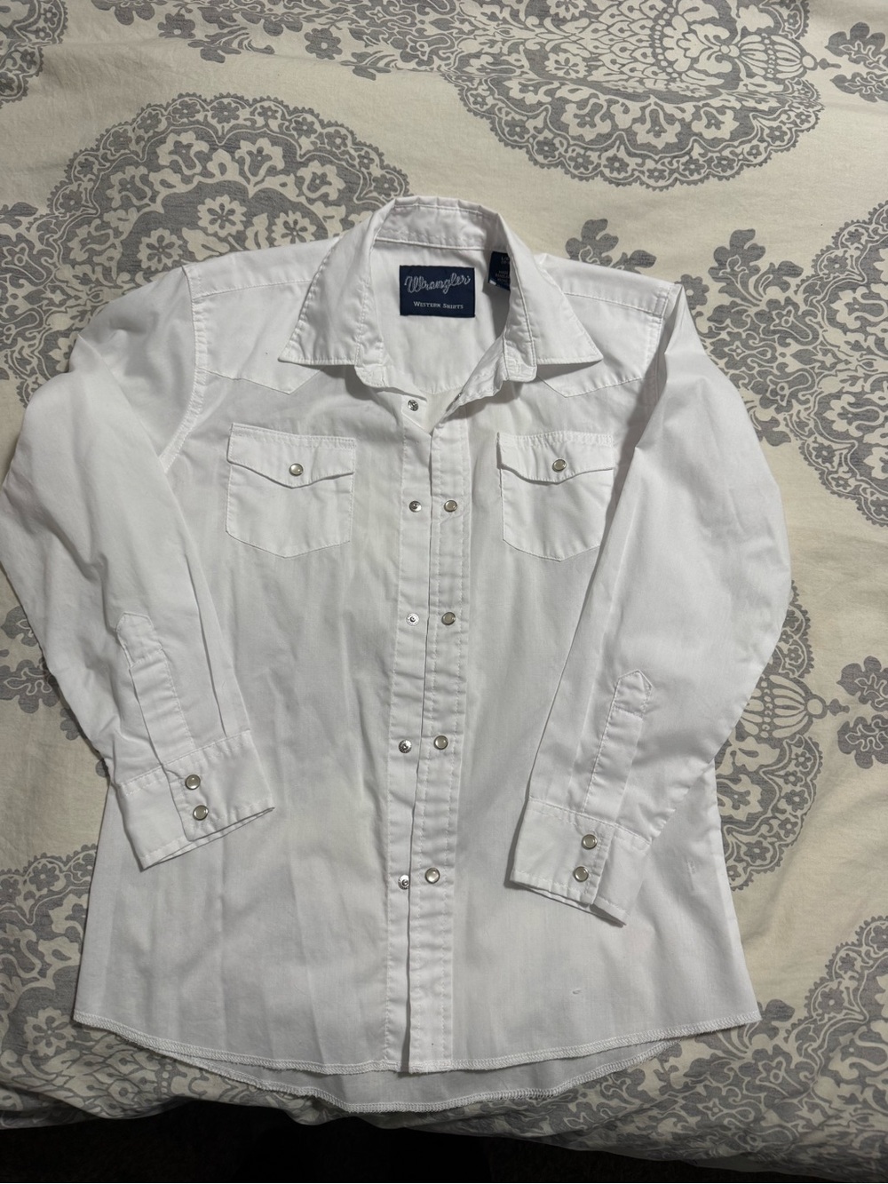 Wrangler boys White Western pearl Snap-Front Shirt